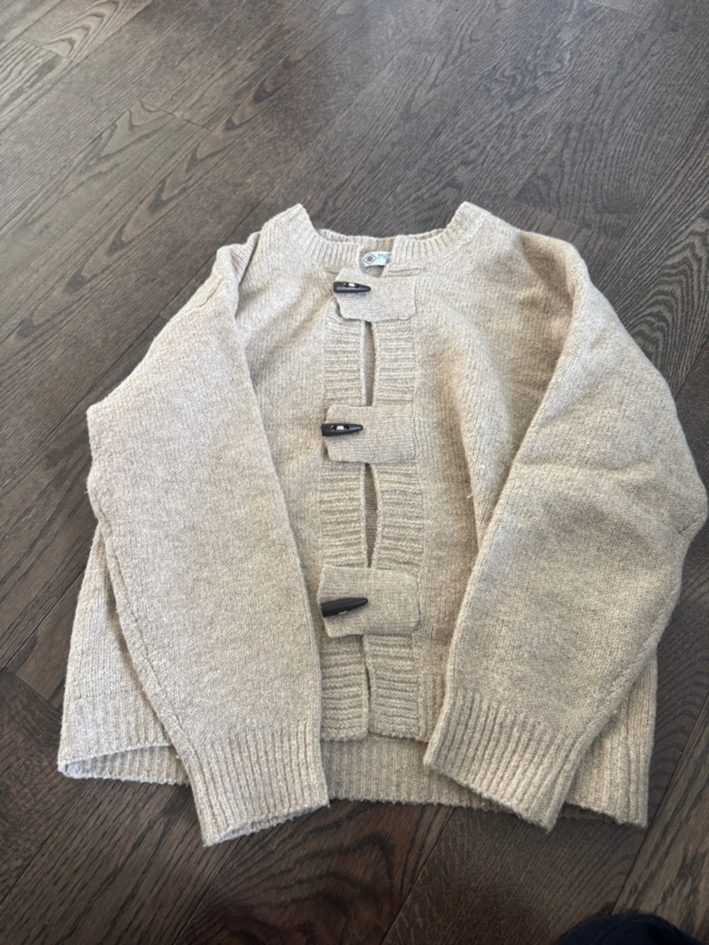 Classic Toggle Front Women’s Sweater Cardigan - Beige